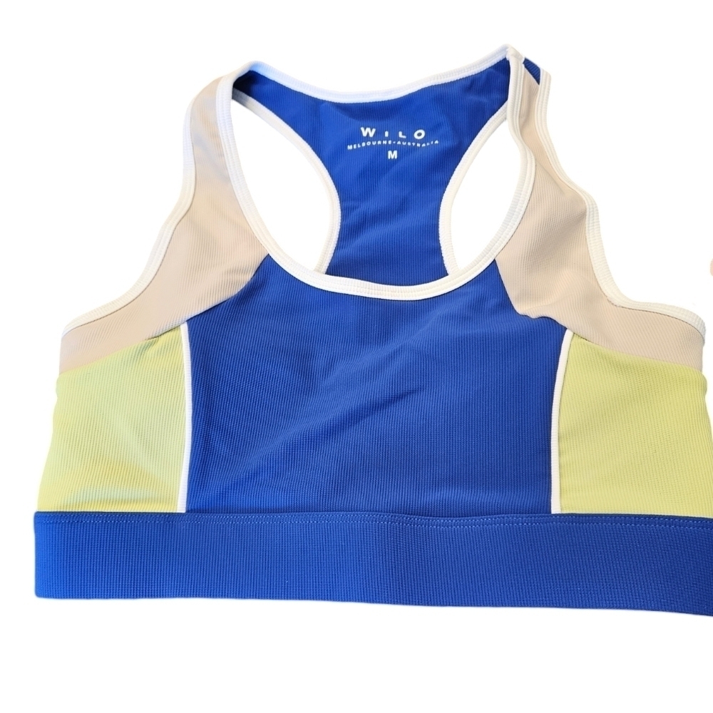 Wilo The Label Rib Sports Bra Cobalt Lime NEW Womens Medium